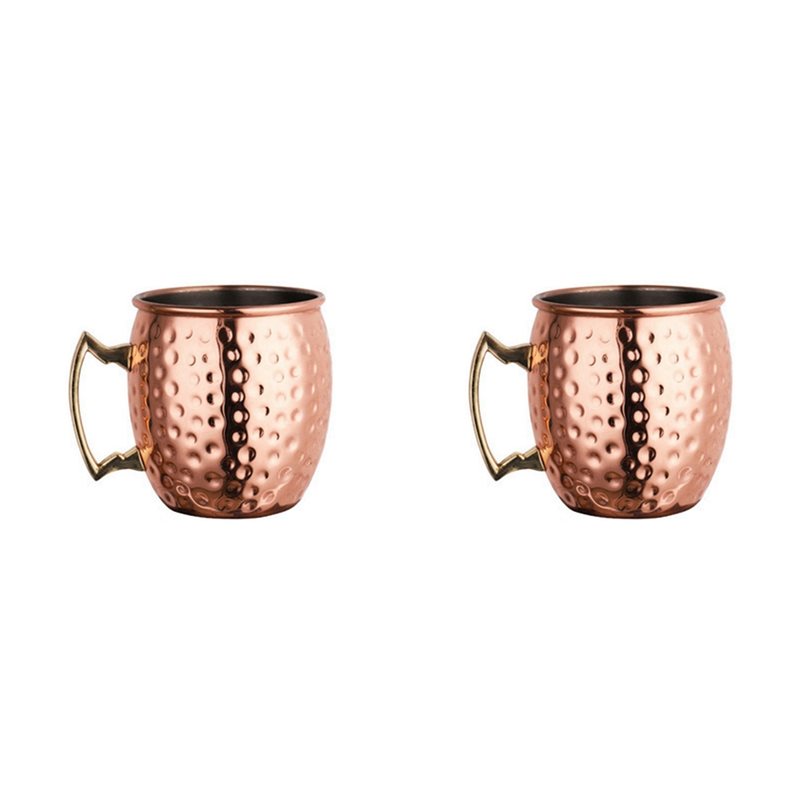 Copper Cocktail Mug - แก้วมอสโกมิวล์ JHD 2X ทำจากสแตนเลสสตีล ชุบทองแดง ลายตอกแบบ