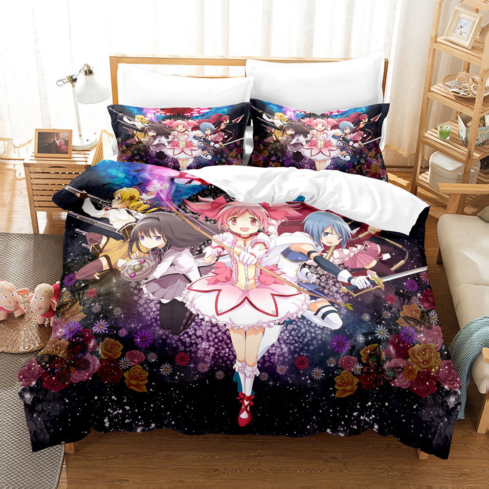 Linen Duvet Cover - Kawaii Anime Puella Magi Madoka Magica