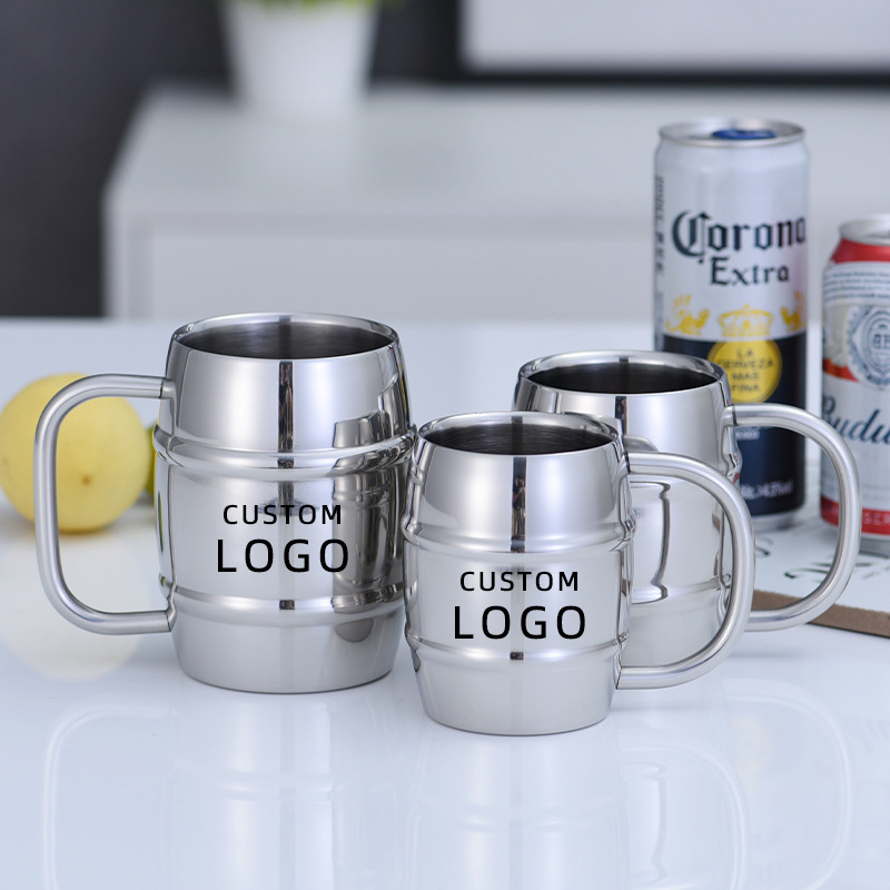 Copper Cocktail Mug - ถ้วยเบียร์สแตนเลสแบบใช้เลเซอร์แกะสลักโลโก้ได้เก็บอุณหภูมิสองชั้นถ้วยชา Essential ของใช้ในครัวเรือน