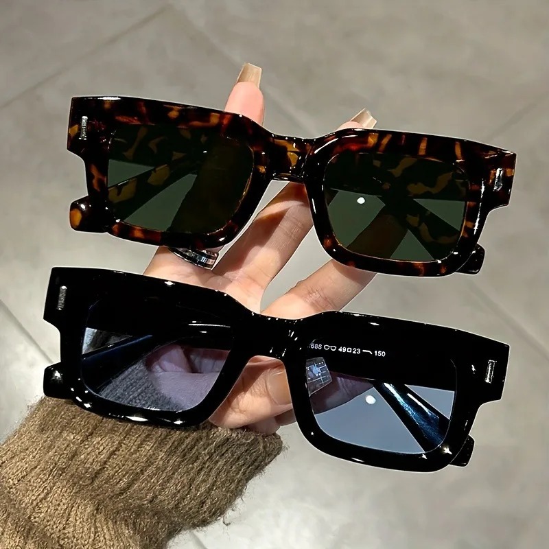 Luxury Lifestyle Store - แว่นกันแดดทรงสี่เหลี่ยมหรูหรา แฟชั่นแบรนด์ดีไซเนอร์ สำหรับผู้หญิงผู้ชาย แว่นกันแดดลำลอง วัสดุพลาสติก สำหรับกิจกรรมกลางแจ้ง