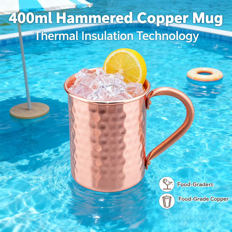 Copper Cocktail Mug - แก้วทองแดงแท้ 100% รุ่นใหม่ แก้วมอสโกมิวล์ทองแดงบริสุทธิ์ รูปทรงแก้ว 400