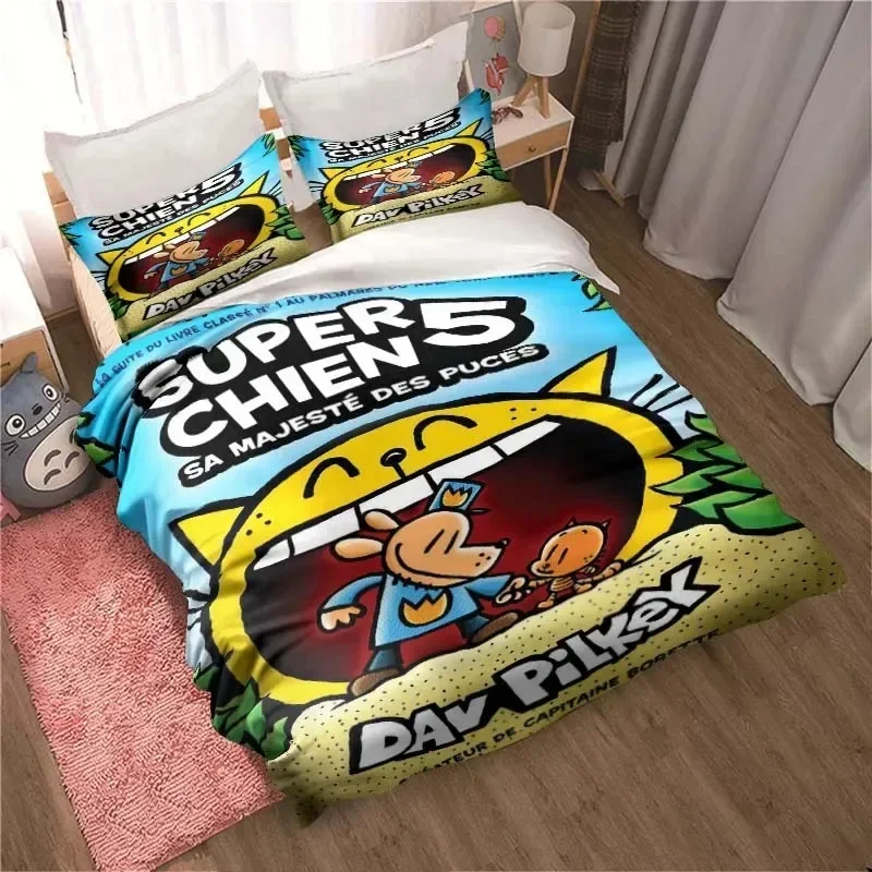 Linen Duvet Cover - DOG MAN ชุดเครื่องนอนลายการ์ตูนน่ารัก ปลอกผ้านวม ปลอกหมอน ชุดเครื่องนอน