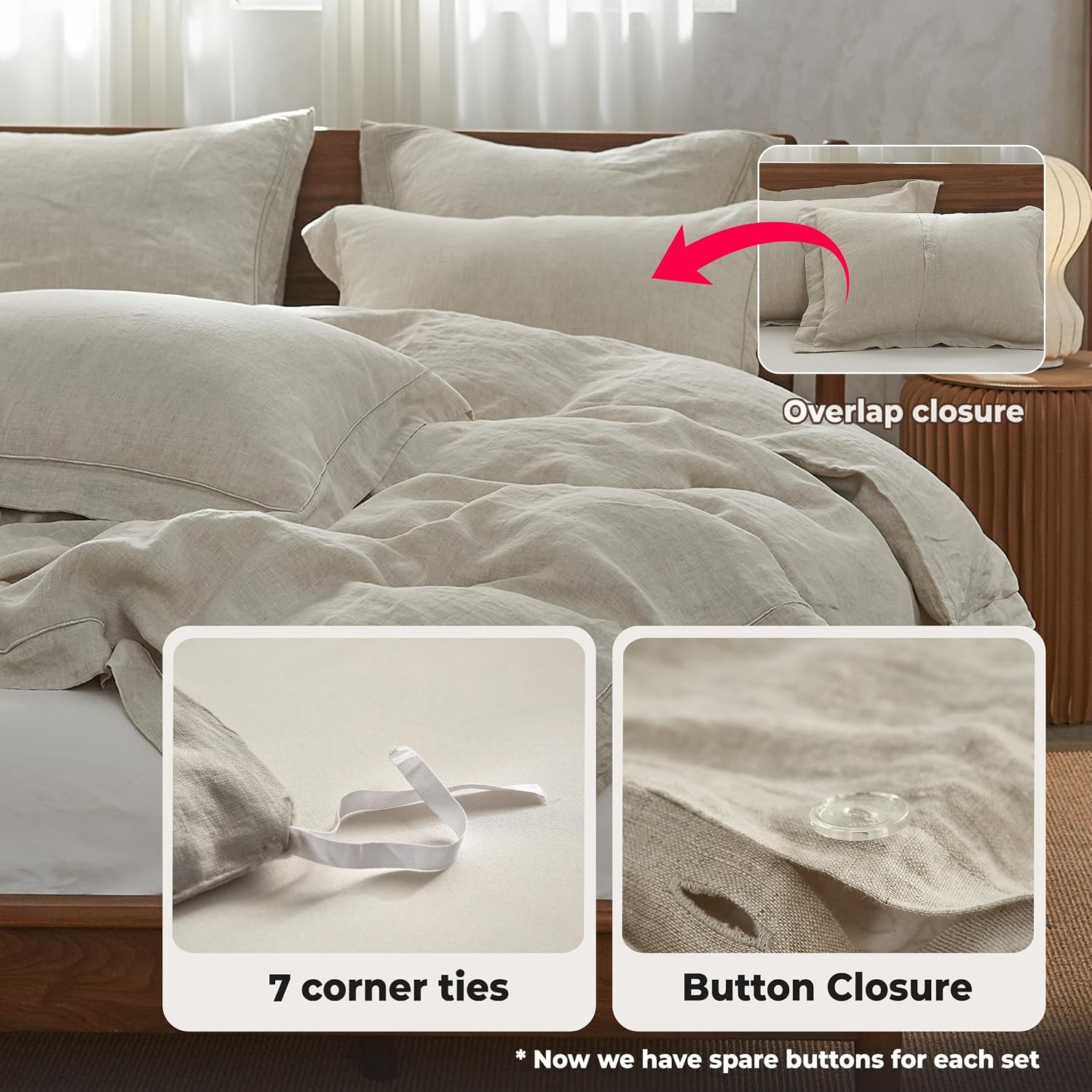 ชุดผ้าปูผ้านวมลินินเนื้อนุ่มแบ - Linen Duvet Cover บทวิจารณ์และราคา