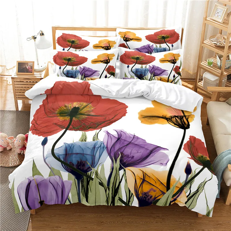 ดอกไม้ชุดเครื่องนอนผ้านวมชุด3d - Linen Duvet Cover บทวิจารณ์และราคา