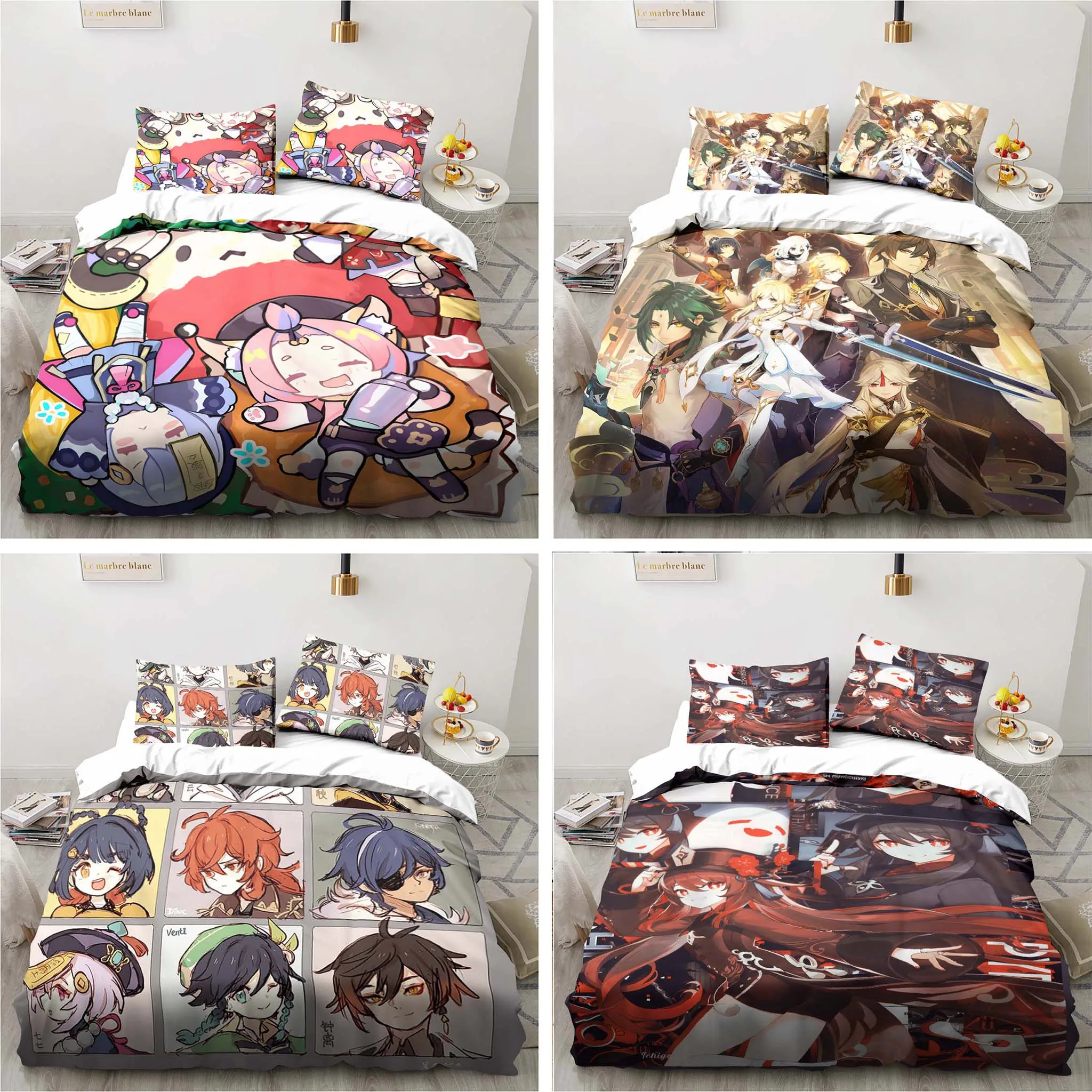 การ์ตูนอะนิเมะ Genshin Impact  - Linen Duvet Cover บทวิจารณ์และราคา